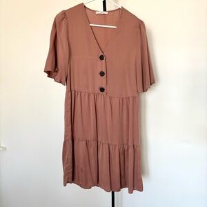 !!** SOLD **!! Mango buttoned mini smock dress in pink
